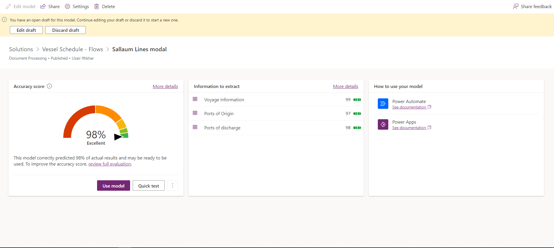 Developing AI modal for document processing flow